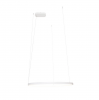 Nowoczesna biała lampa wisząca typu ring Maxlight Visual Hor P0655 o średnicy 60 cm, horyzontalna emisja światła, zamontowana w jasnej łazience, klasa szczelności IP44.